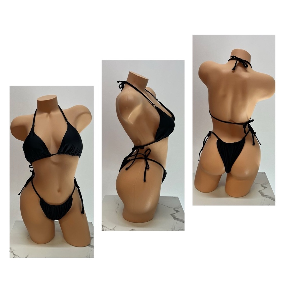 Black Brazilian String Bikini Swimwear Medium